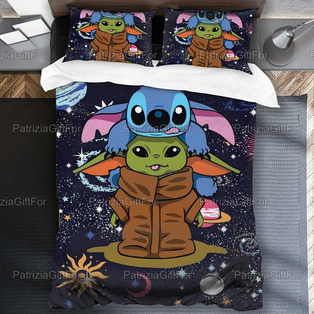 Stitch and Baby Yoda Bedding Set Cute Stitch Bedding Stitch Etsy