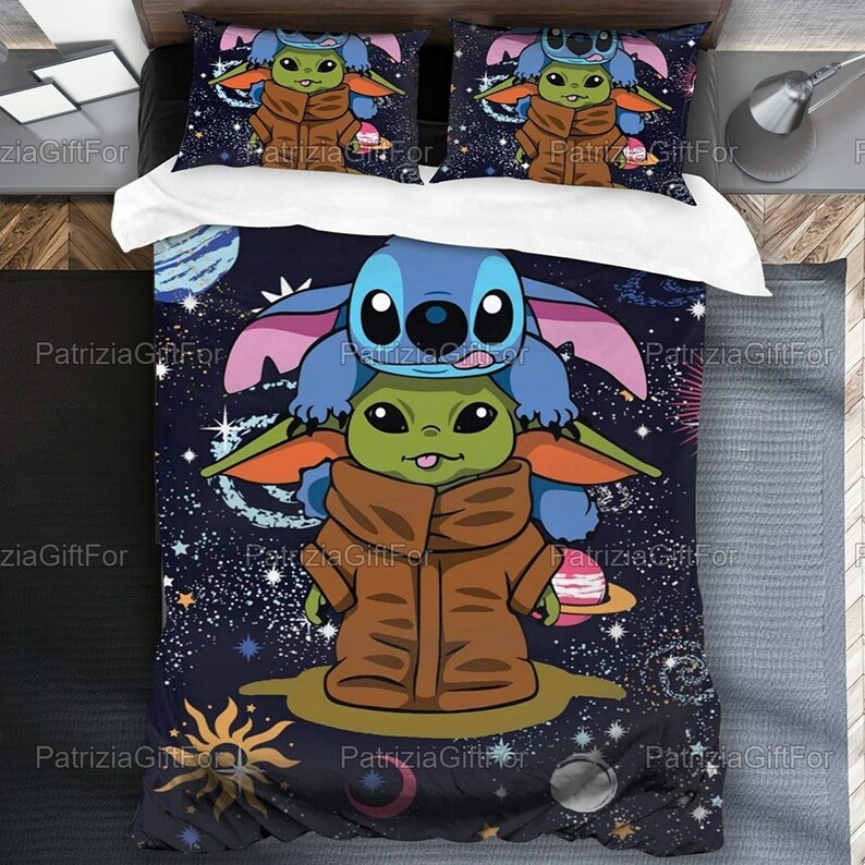 Stitch and Baby Yoda Bedding Set Cute Stitch Bedding Stitch Etsy