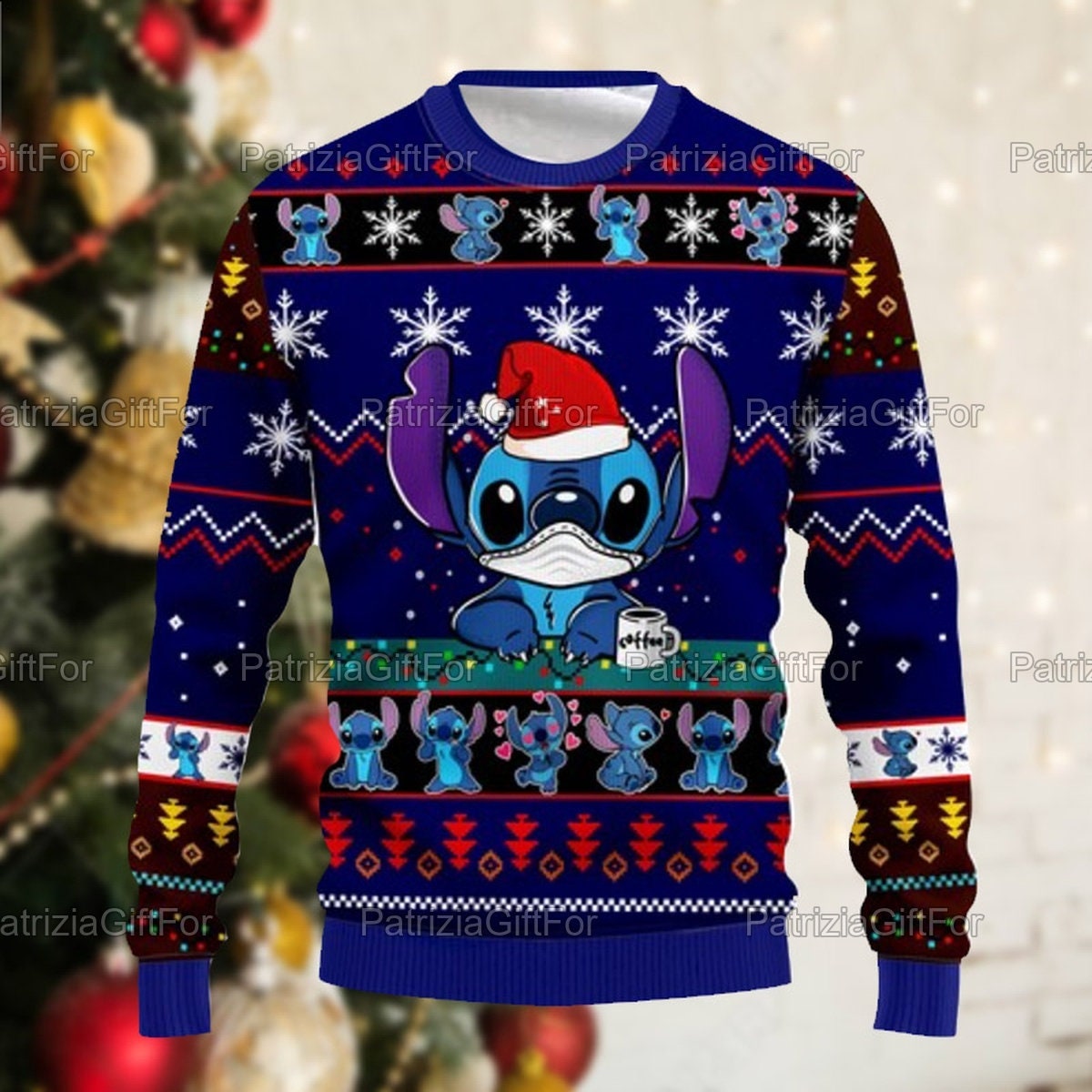 PatriziaGiftFor Christmas Sweater, Stitch Ugly Christmas Sweater, Stitch Christmas Shirt, Santa Christmas Sweater, Stitch Shirt, Mother Gift, Christmas Gift