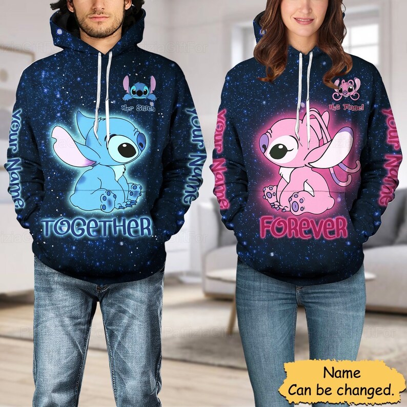 Valentine Gift Stitch and Angel Hoodies Together Forever Etsy UK