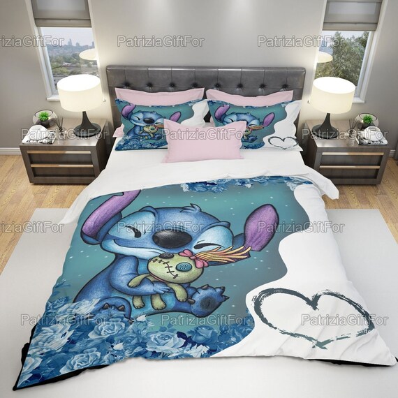 Bettwäsche „Stitch Flowers“ Für Einzelbett – Bettbezug 140x200 Cm + Kissenbezug 65x65 Cm Aus Polycotton