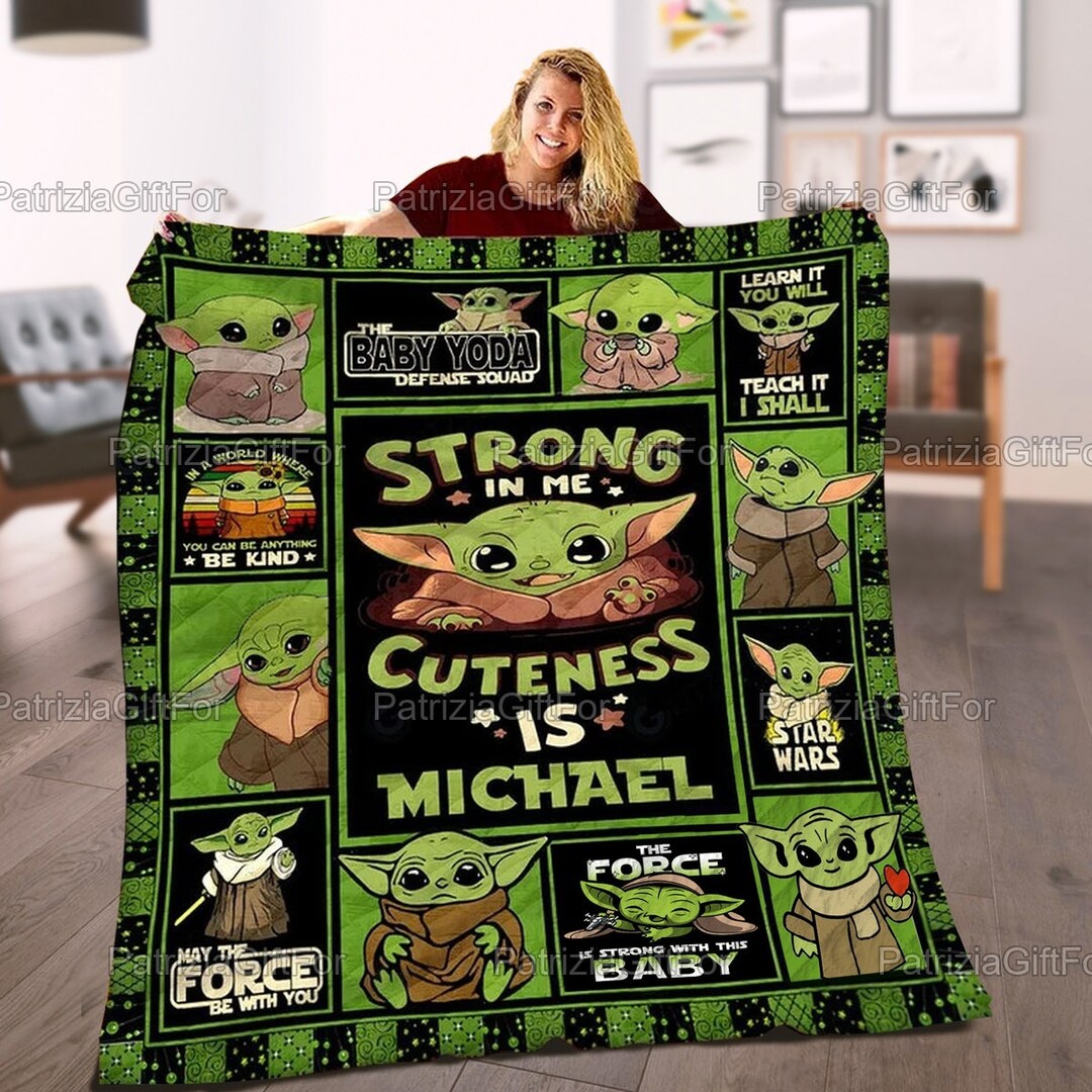 Baby Yoda Quilt Cute Baby Yoda Quilt Personalized Baby Yoda Etsy UK