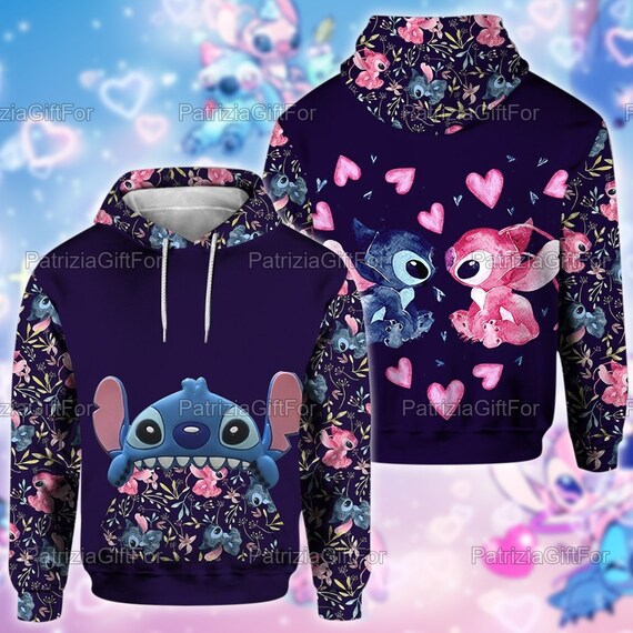 Stitch and Angel Hoodie Cute Stitch and Angel Shirt Stitch Etsy UK