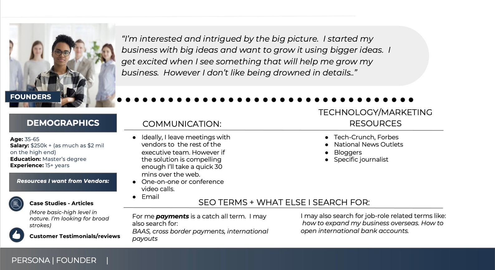 Persona Development Template for Marketing & Sales Professionals ...