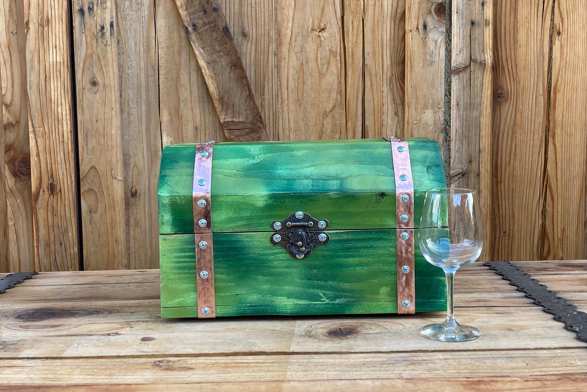 Handcrafted Cedar Treasure Chest Green Camouflage Etsy