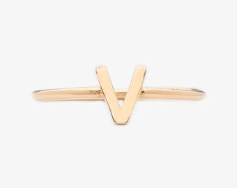 V Letter Shaped Ring Etsy