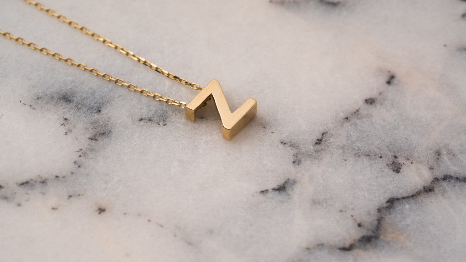 Z Letter 14K Solid Gold Elegant Letter Necklace Etsy