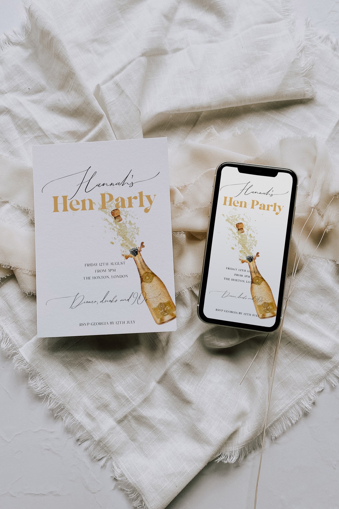 Gold Hen Do Invite Prosecco Hen Party Invite Champagne Bridal Shower Gold Hen Do Invite Prosecco Hen Party Invite Champagne Bridal Shower