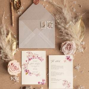 Floral Wedding Invite, Spring Flower Wedding Invitation, Wild Flower Wedding invite set, Digital Template, Printable and Editable, 009 image 5
