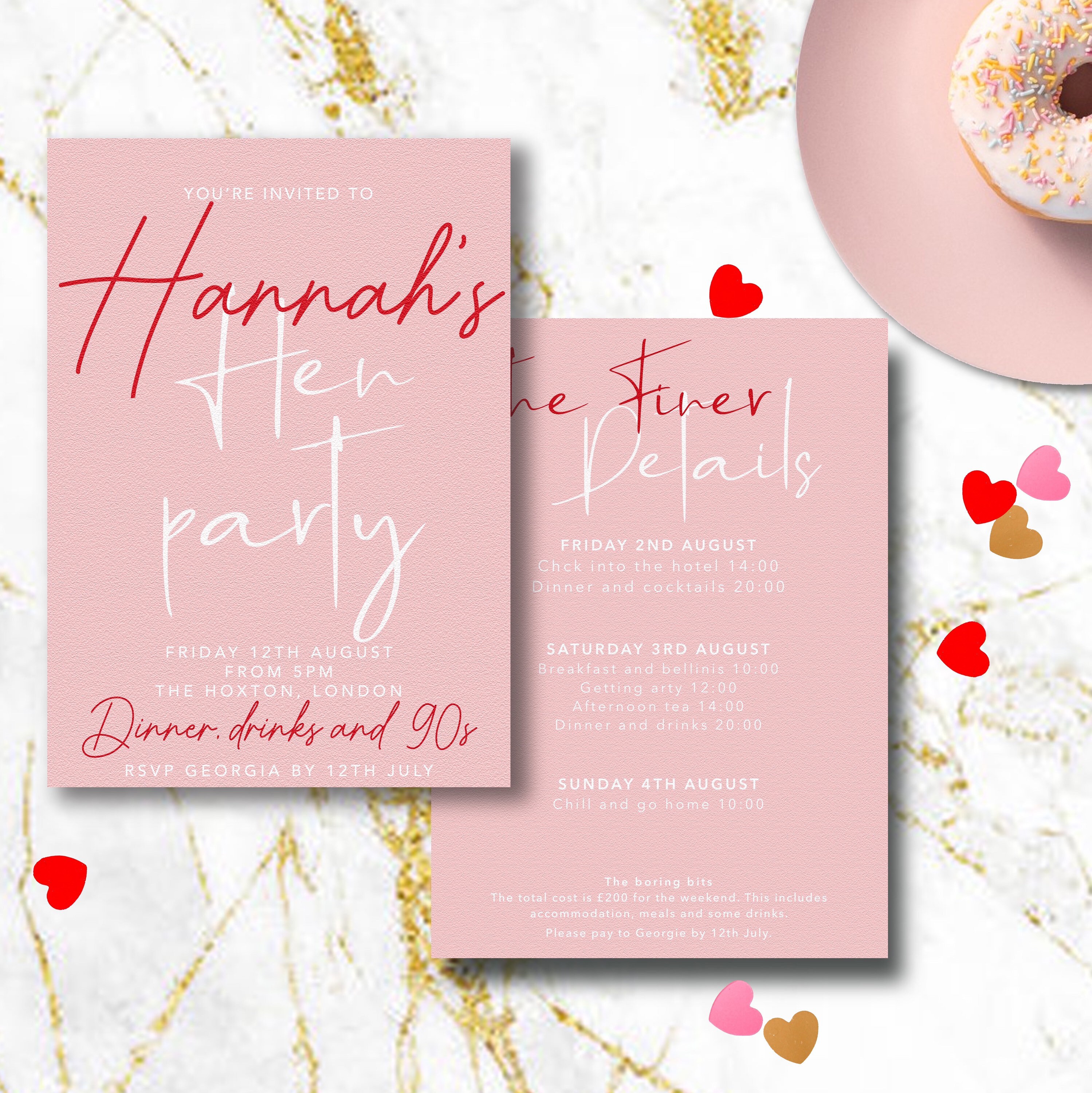 Personalised hen party invitations pink fun hen party Etsy