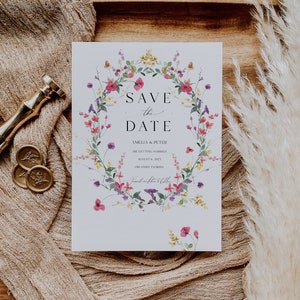 Wildflower Save the Date Invite, Spring Floral Save the Date Invitation, Electronic save the date, save the date evite, printable, 013