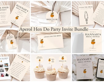 Aperol Hen Do Invite, Aperol Bridal Party Invite, Cocktail Hen Do Invitation, Aperol Hens, Hen Party Package, Hen Party Games, 018