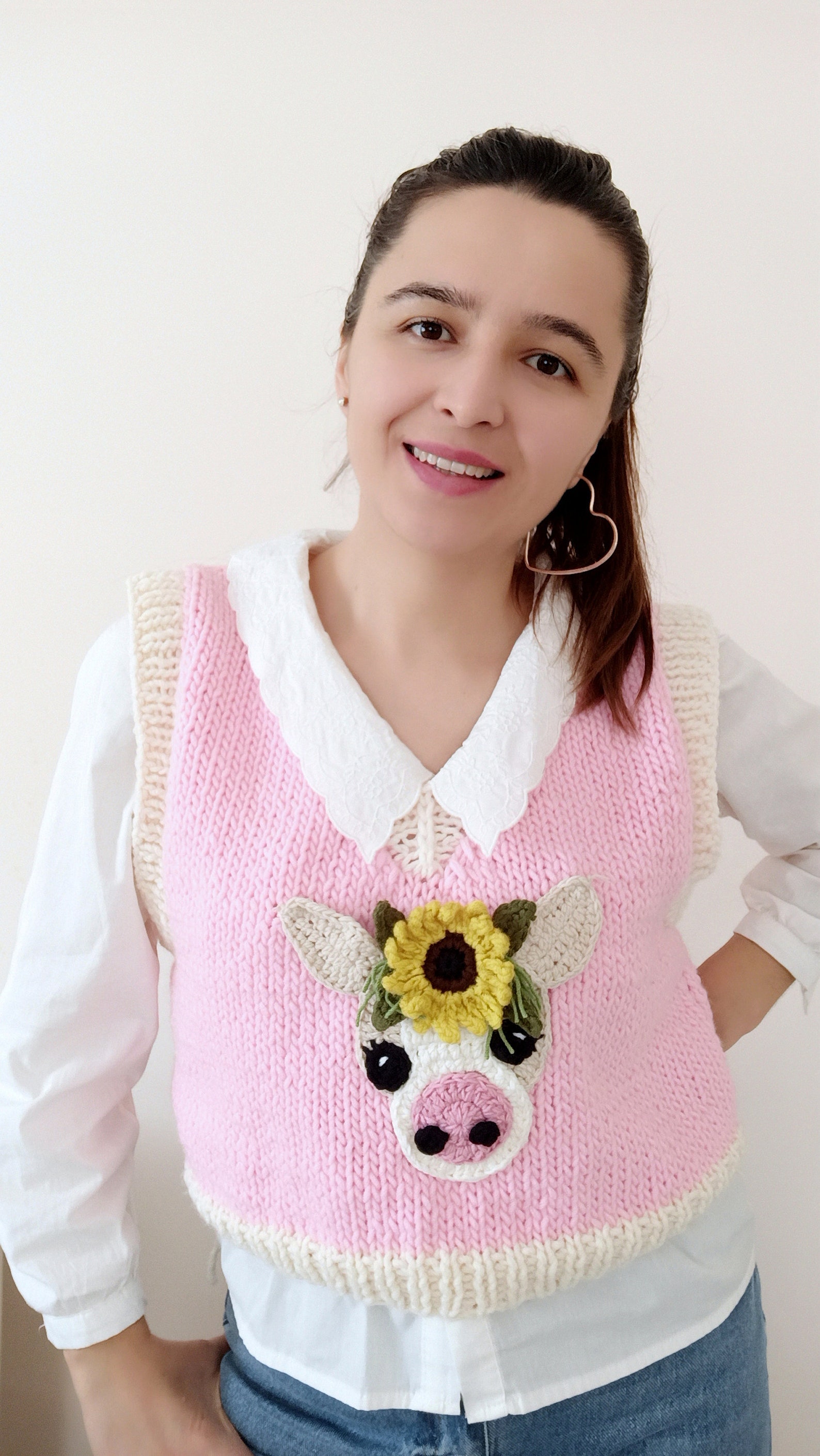 pink cow print vest