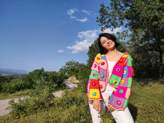 Vintage Handmade クロシェ編み Cardigan Vintage Handmade クロシェ編み Cardigan - メルカリ
