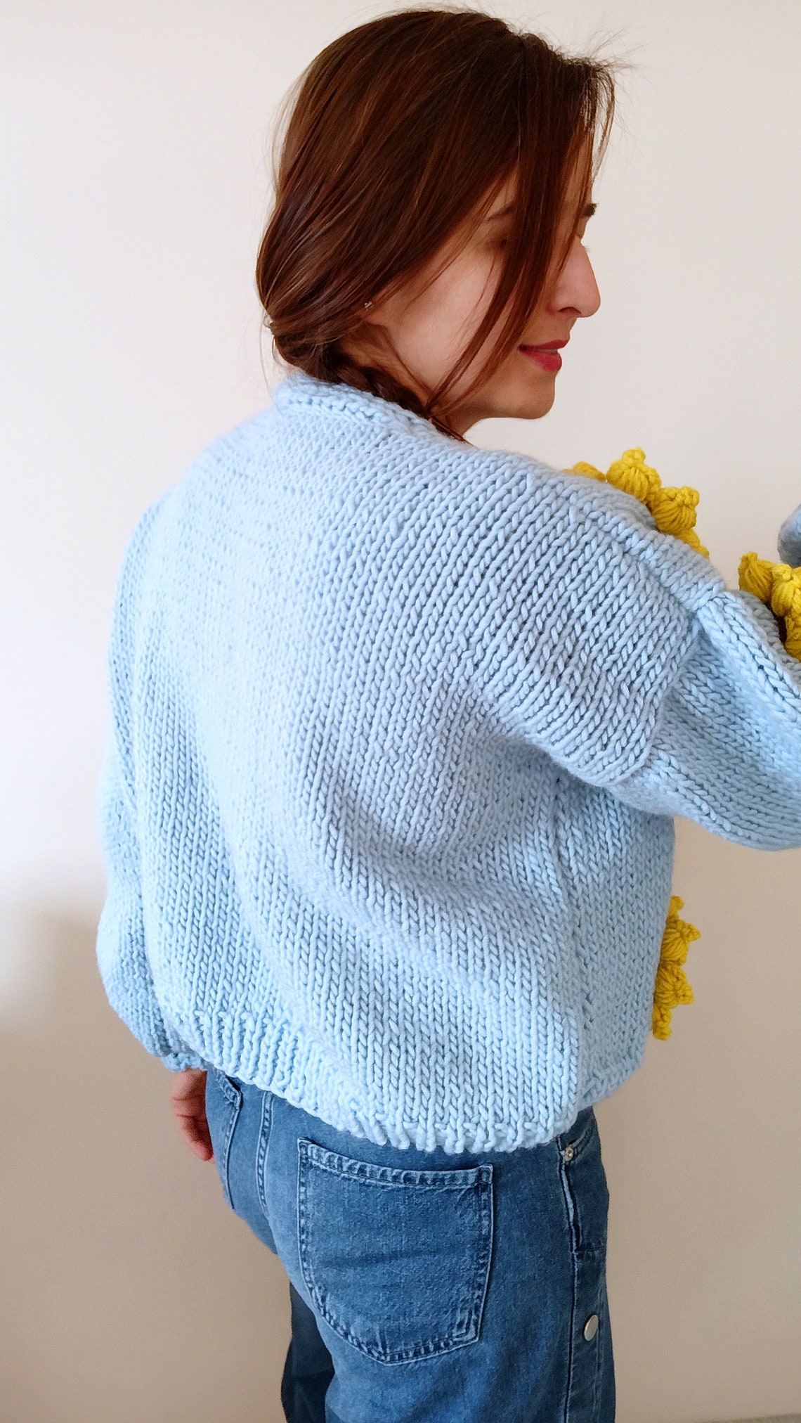 Natalie Chunky Floral Detailed Knit Cardigan