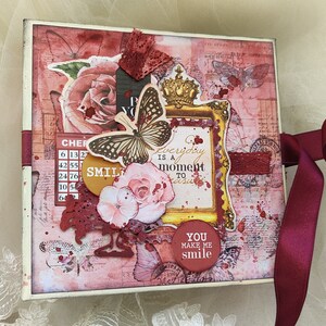 Álbum rosa, Vintage, Álbum de recortes, Álbum hecho a mano, Idea de regalo, Álbum de cumpleaños, Scrapbooking, Álbum de flores, Álbum de mariposas, Álbum de recuerdos
