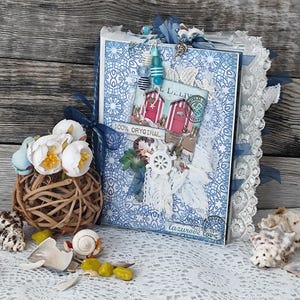 Pequeño diario hecho a mano, cuaderno vintage con sobres, regalo artesanal de papel, papelería artística, álbum de recortes, recuerdos de bricolaje