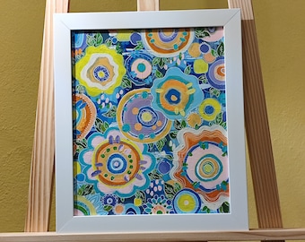 Abstract Floral Acrylic Painting, Colorful Flower Wall Art, Home Decor
