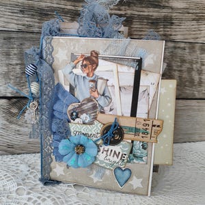 Diario basura vintage con sobres para niñas, libro de recuerdos de papel hecho a mano, colección de recuerdos en pergamino artesanal, álbum de recortes antiguo con temática femenina