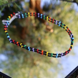 Dark Rainbow Single Stranded Necklace