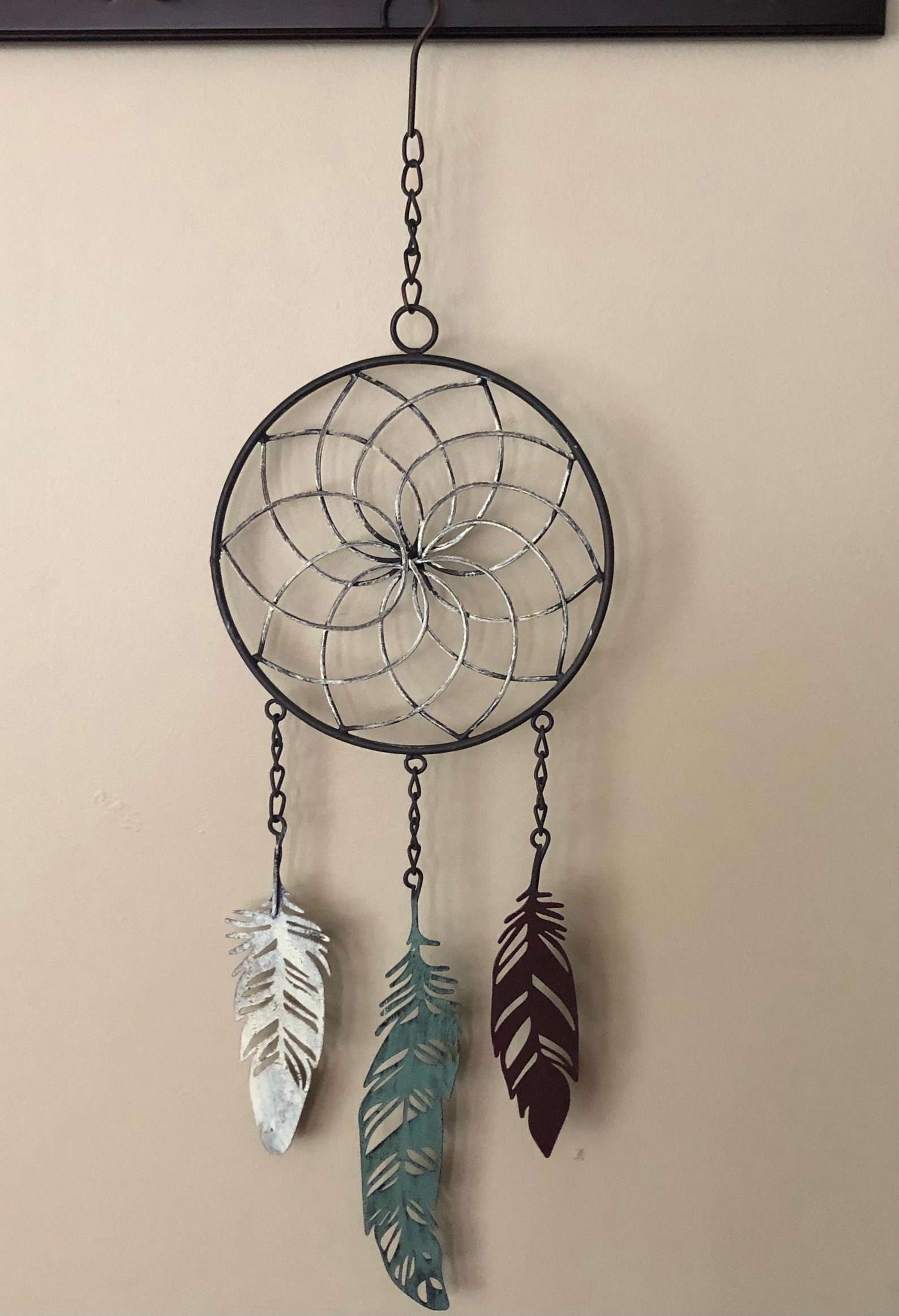 Metal Dream Catcher with Three Leaves Etsy