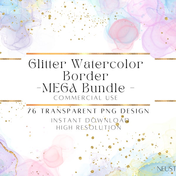 Watercolor Borders, Borders PNG, Watercolor Frames, Invitation Border, Frames PNG, Invitation Frames, Digital Frames, Gold Borders