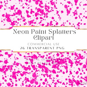 Clipart neonverfspetters: 26 transparante png-afbeeldingen (digitale download)