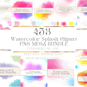 Watercolor Splash PNG Clipart: Mega Bundle (Digital Download)