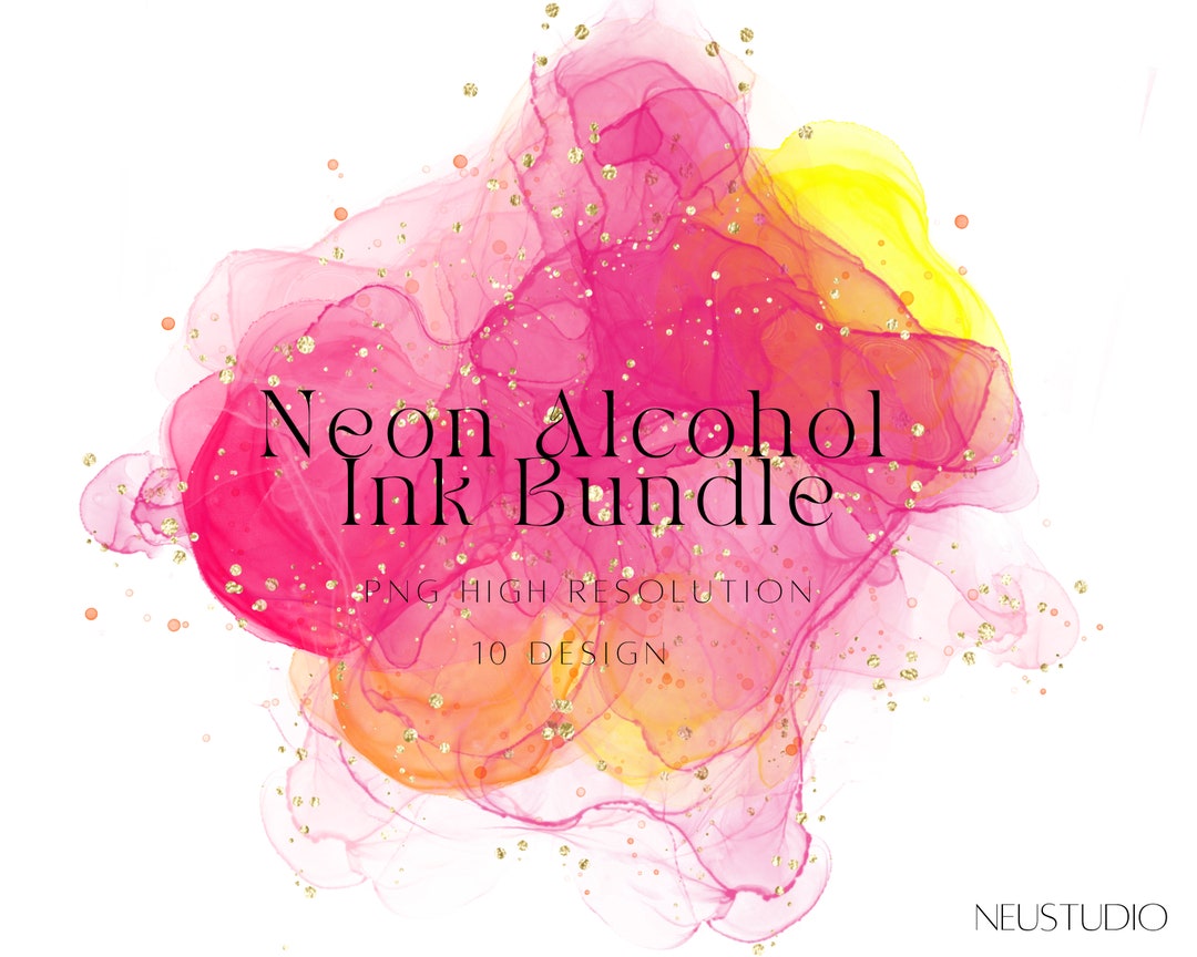 Alcohol Ink Clipart, Watercolor Splashes Png, Color Splash PNG, Neon ...