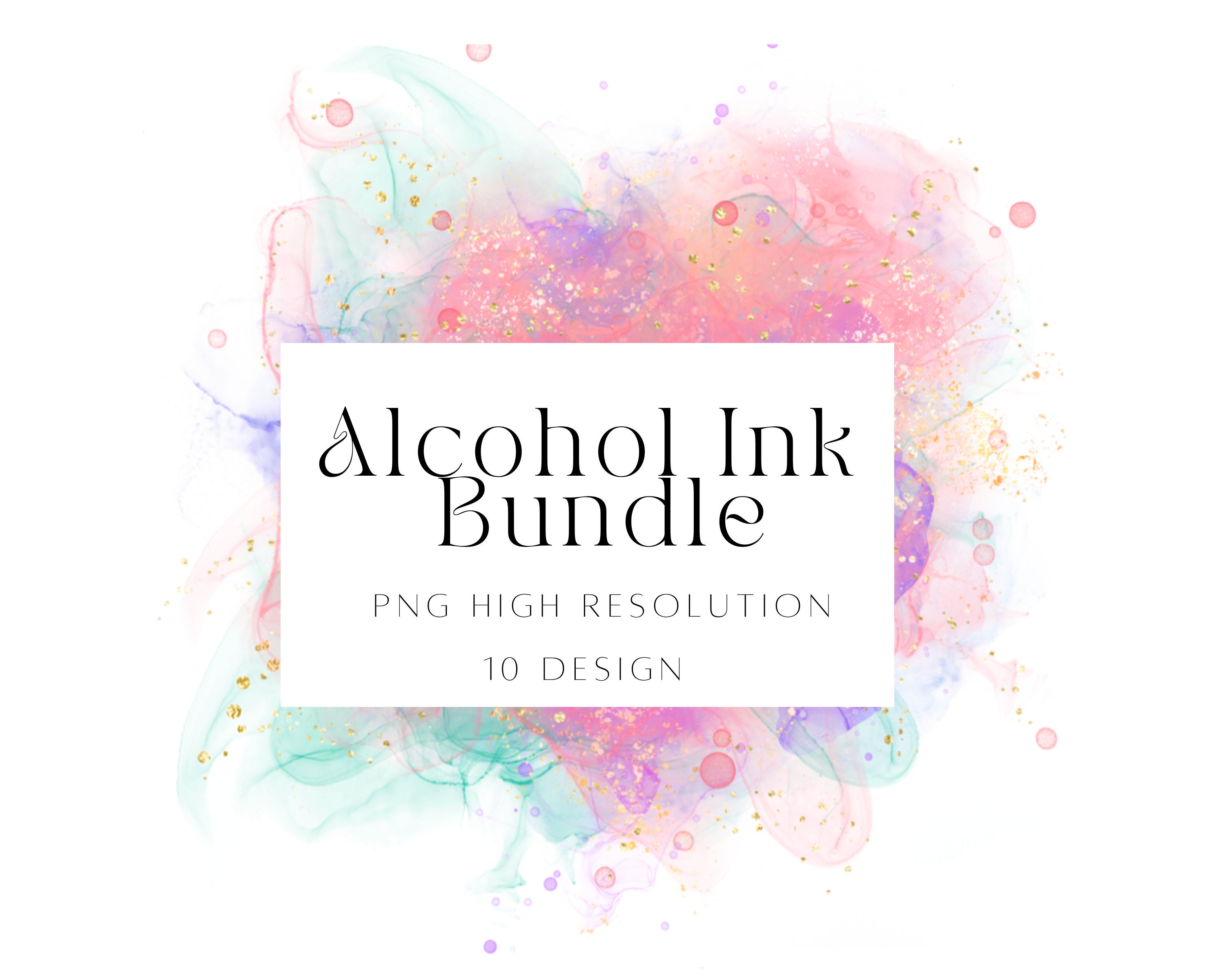 Watercolor Alcohol Ink PNG Clipart Bundle, Abstract Ink Splashes ...