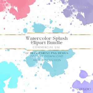 Aquarel spatten PNG clipartbundel (digitale download)