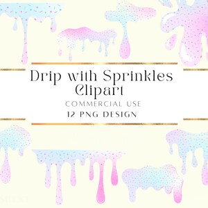 Sprinkles Paint Drip PNG Clipart: Ice Cream Frosting (Instant Download)