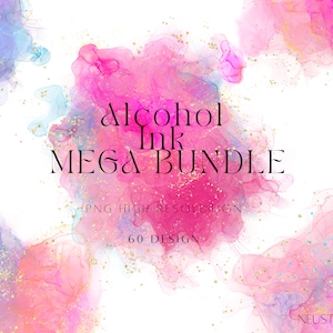Alcohol Ink Clipart Bundle, Liquid Ink PNG Clipart, Gold Glitter Watercolor Abstract Clipart, Watercolor Background Png Elements