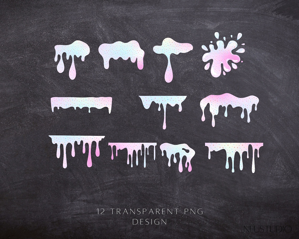Sprinkle Drip Border Clipart: Cake Decor Frame PNG (digital Download ...