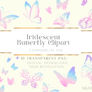 Imágenes prediseñadas de mariposa iridiscente, mariposas coloridas Png, mariposa arcoíris Png, mariposa acuarela Png, descarga instantánea, uso comercial