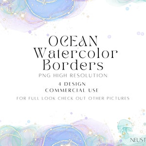 Green Watercolor Border, Blue Borders, Border PNG, Border Frames PNG, Watercolor Border Png