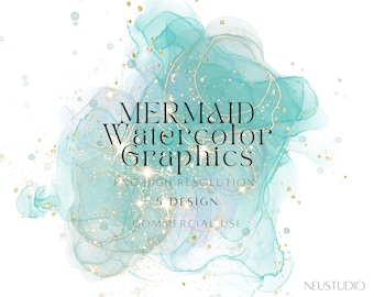 Watercolor Splash Background PNG with Sparkles, Alcohol Ink Clipart instant download