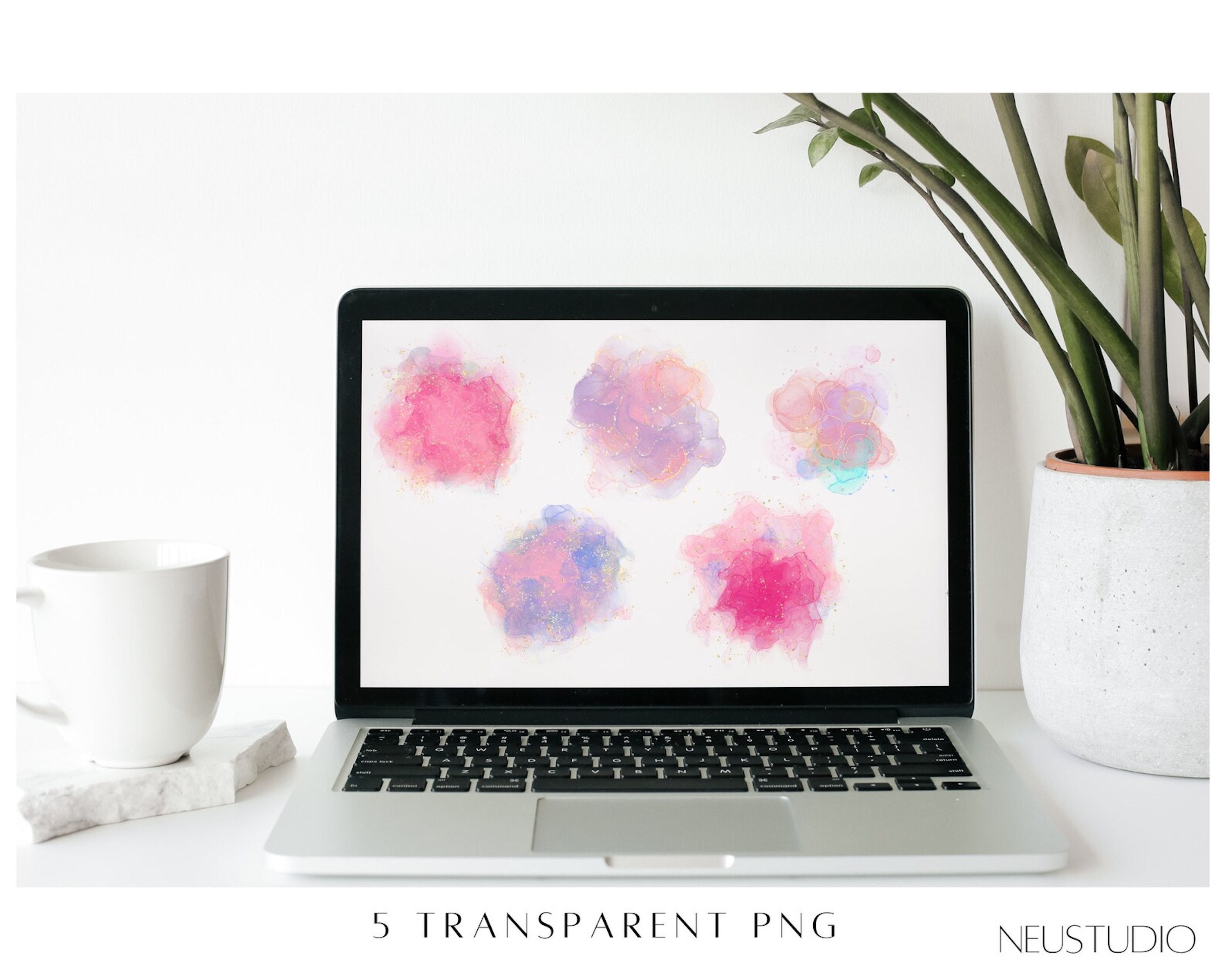 Watercolor Alcohol Ink Splash PNG Clipart Bundle, Abstract Splashes ...