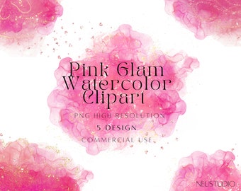 Hot Pink Watercolor Background Splashes PNG , Pink Alcohol Ink Clipart Abstract Textures
