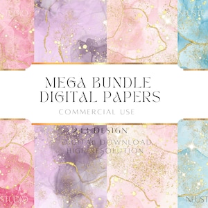 PAQUETE MEGA DE PAPEL DIGITAL DE ACUARELA, Fondos digitales con brillo, Texturas abstractas de acuarela, Fondos con estampados de animales, Descarga instantánea