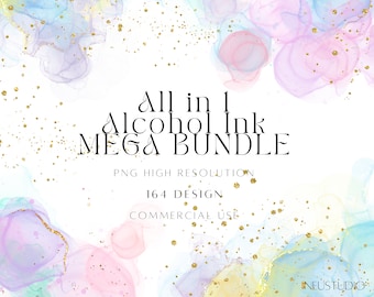 Alcohol Ink Clipart BUNDLE: Watercolor Texture PNGs (Digital Download)
