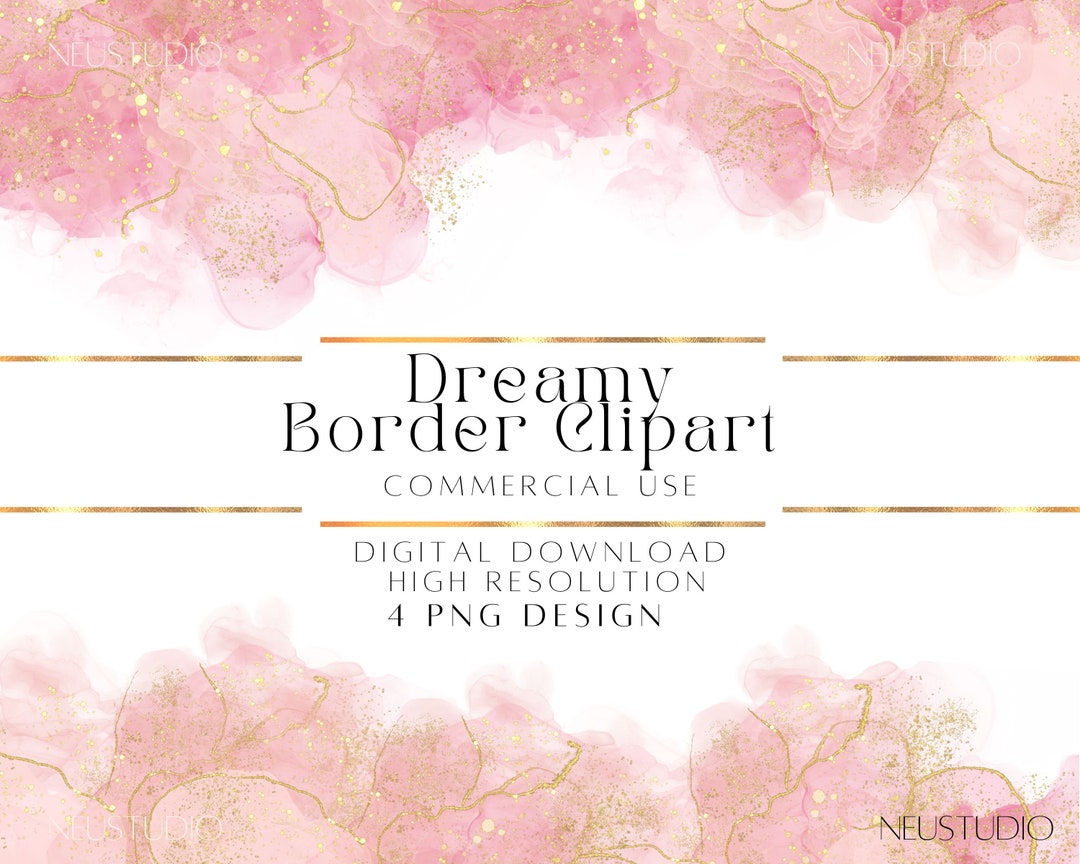 Pink Border PNG Clipart, Rose Gold Border Clipart , Watercolor Border