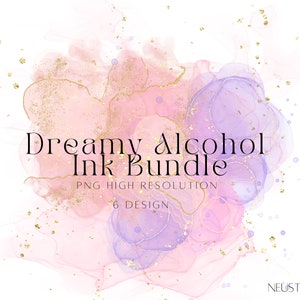 Alcohol Ink PNG Clipart: Dreamy Watercolor Graphics (Digital Download)