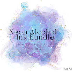 Neon Alkohol Tinte PNG Clipart: Aquarell Spritztexturen (Digitaler Download)