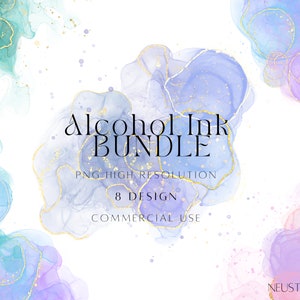 Alcohol Ink PNG Clipart, Watercolor Splashes Clipart, Abstract Watercolor Graphics instant download commercial use