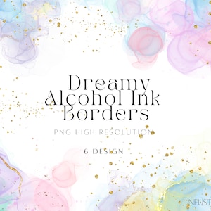 Purple Watercolor Borders: Alcohol Ink Glitter Frames (PNG Digital Download)