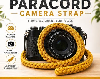 Paracord Camera Neck Strap | Handmade Woven Shoulder Strap | Metal Clips | Photographer Gift