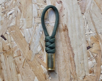9mm Bullet Keyring - PICK YOUR COLOUR - Paracord Spent Luger Shell Key Ring Keychain Accessory - Gift Army Cadet,  Military, Armed Forces