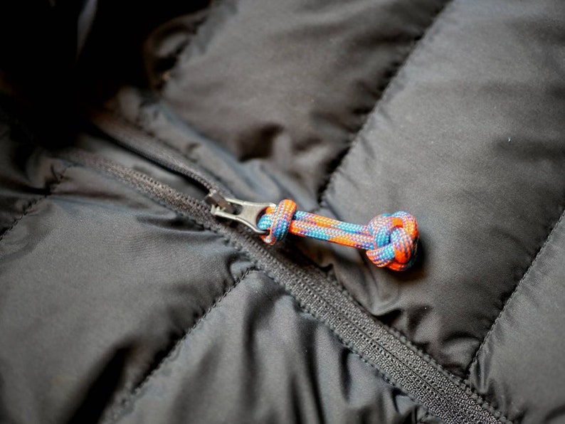 Coat /& Bag Zip Climbing Adventurer Nautical Rope Key Ring Keychain Accessory Set of 4 Paracord Diamond Zipper Pull PICK YOUR COLOUR