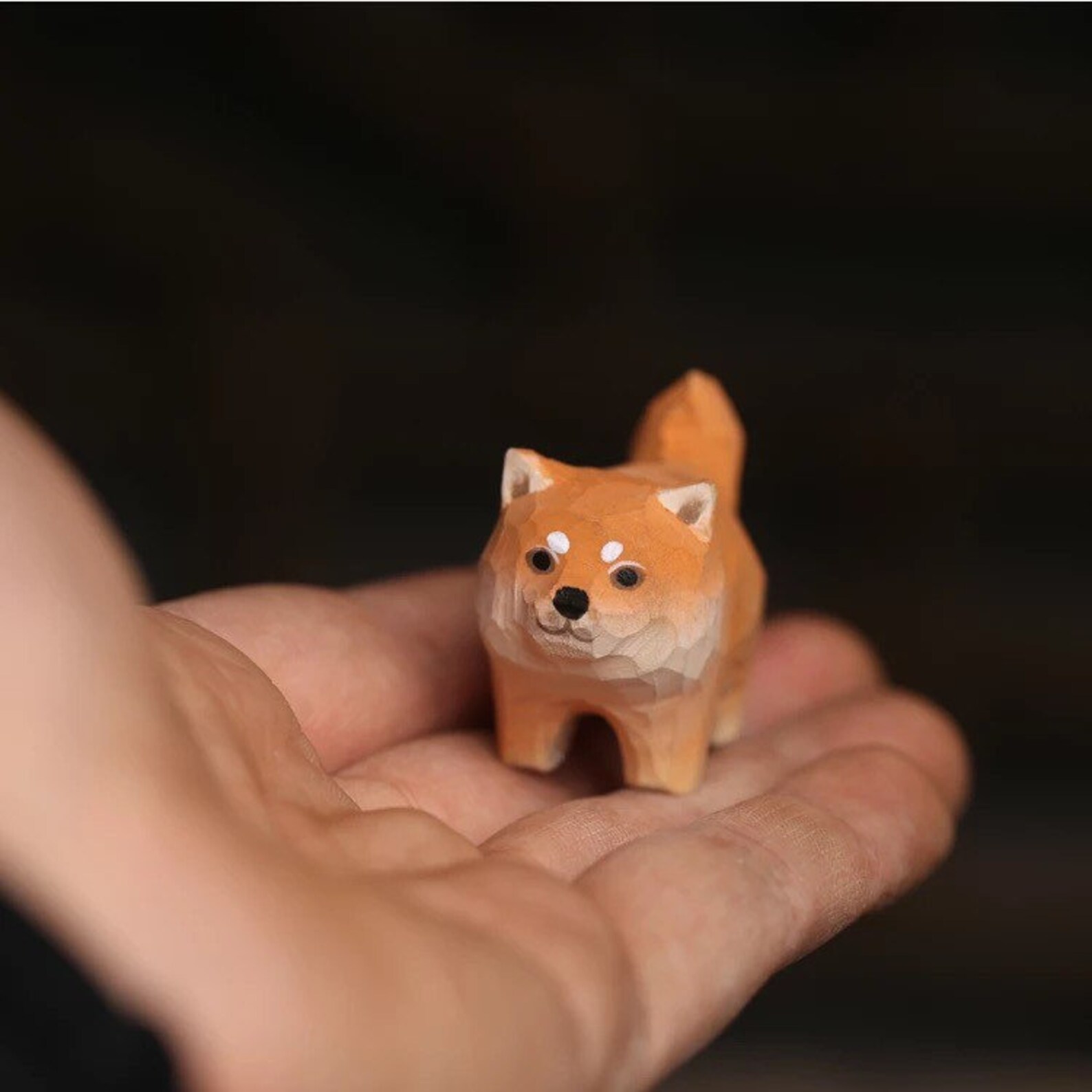 thumbnail image 2 of Shiba Inu Mini Hand Painted Figurine - Stone Cast Resin Dog Statue 2 of 6
